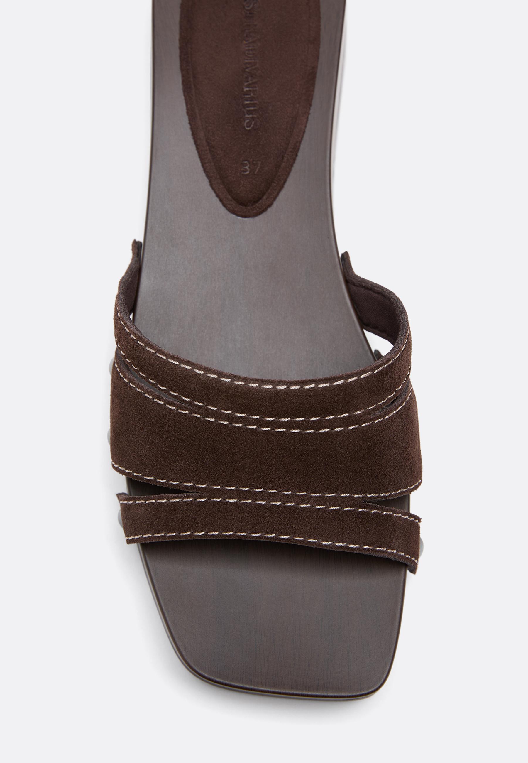 Flat leather mules — BROWN