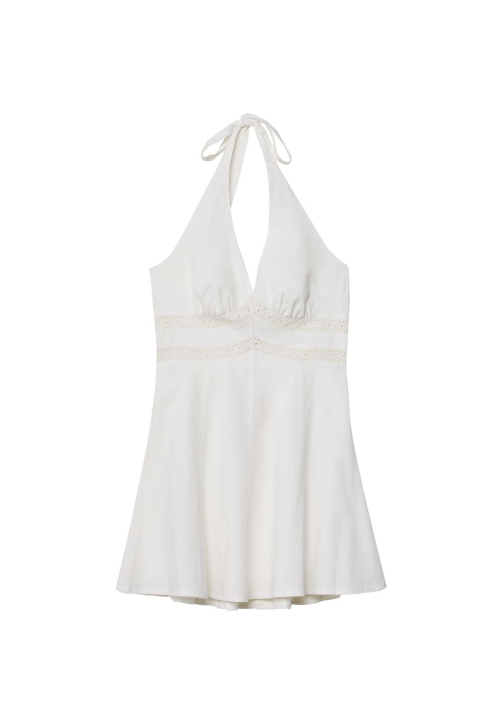 Short linen blend halter dress