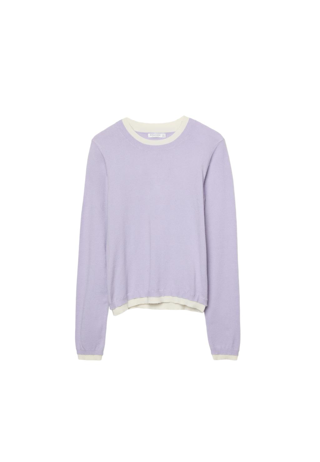 Knit sweater with contrast trim