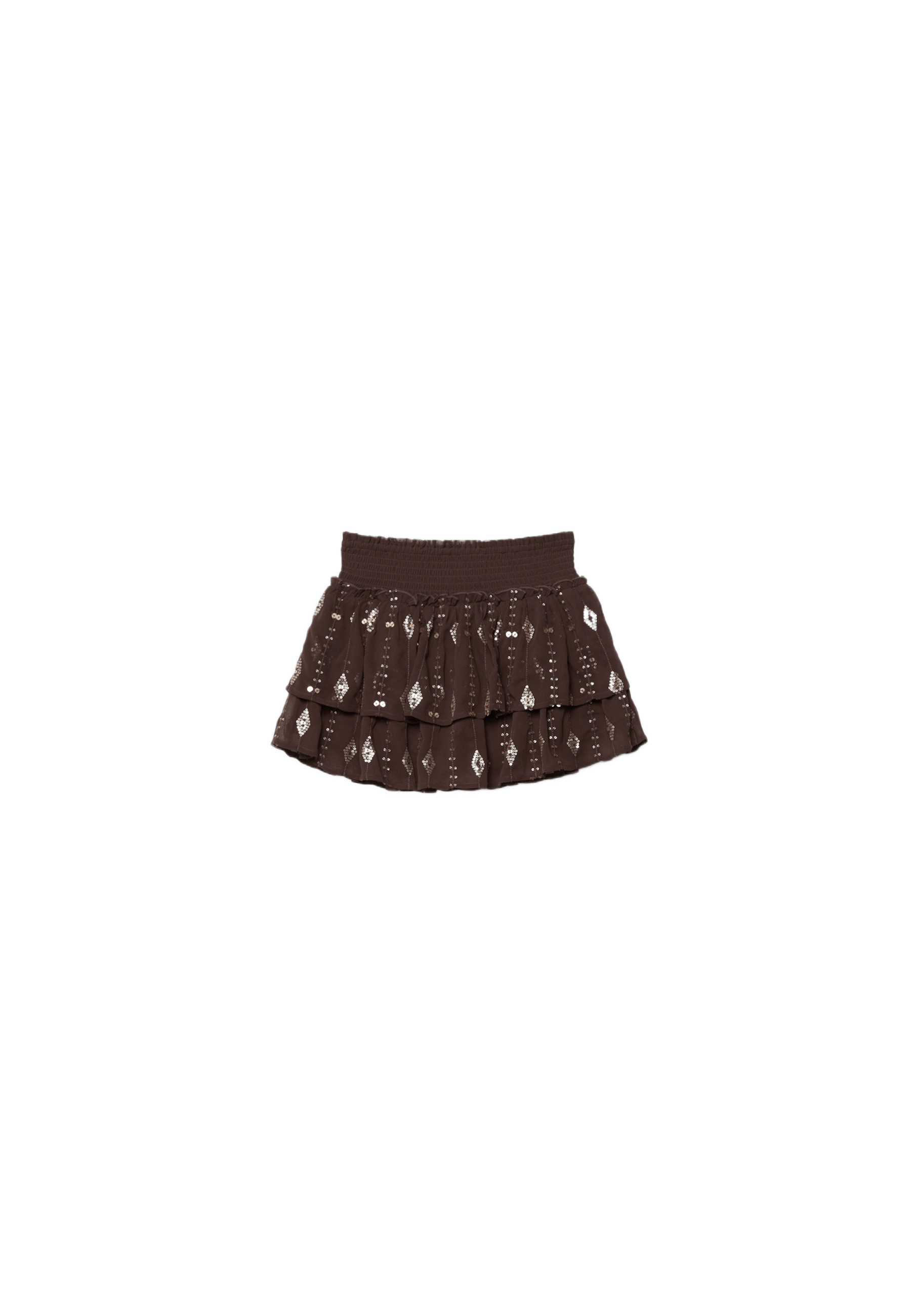 Embroidered mini skirt — Brown
