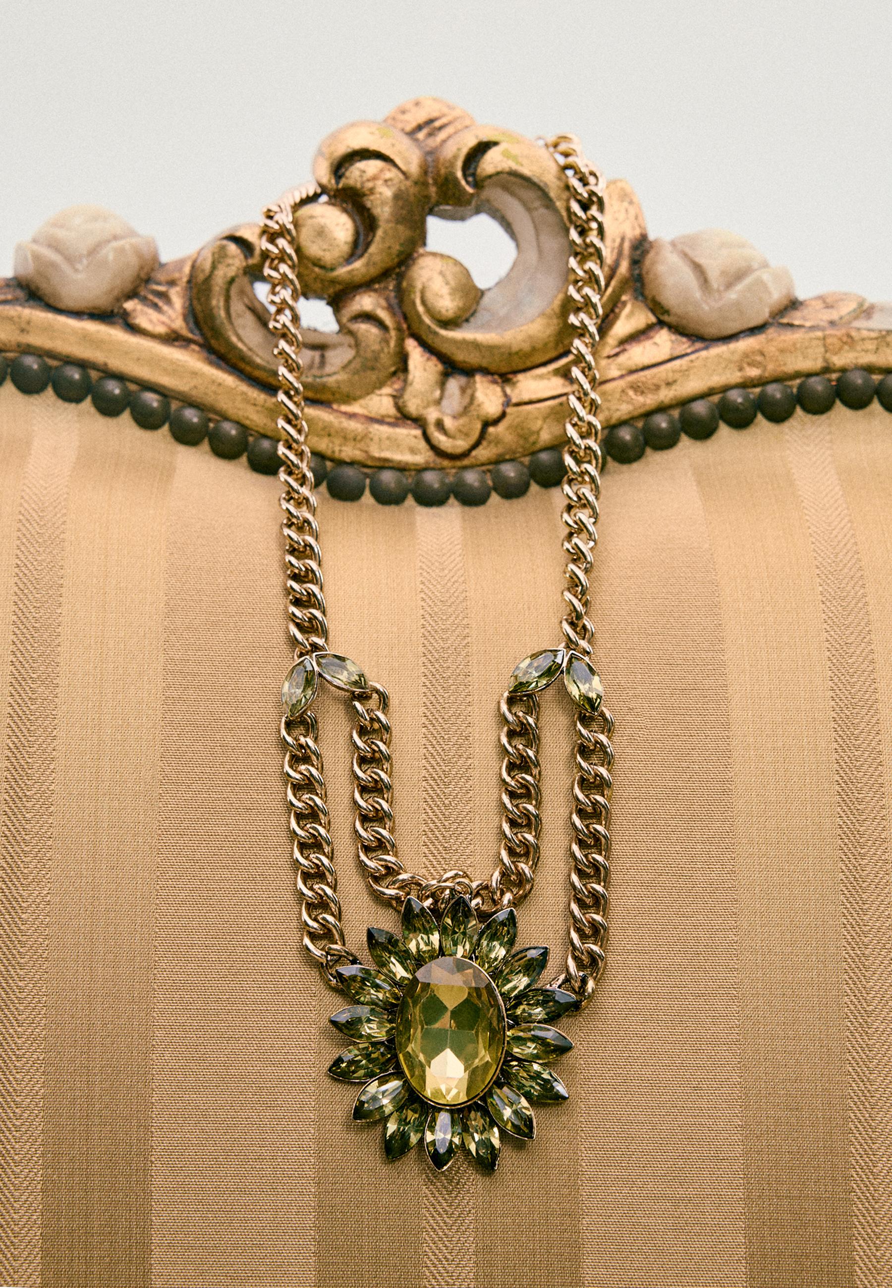 Jewelled chain necklace — Khaki