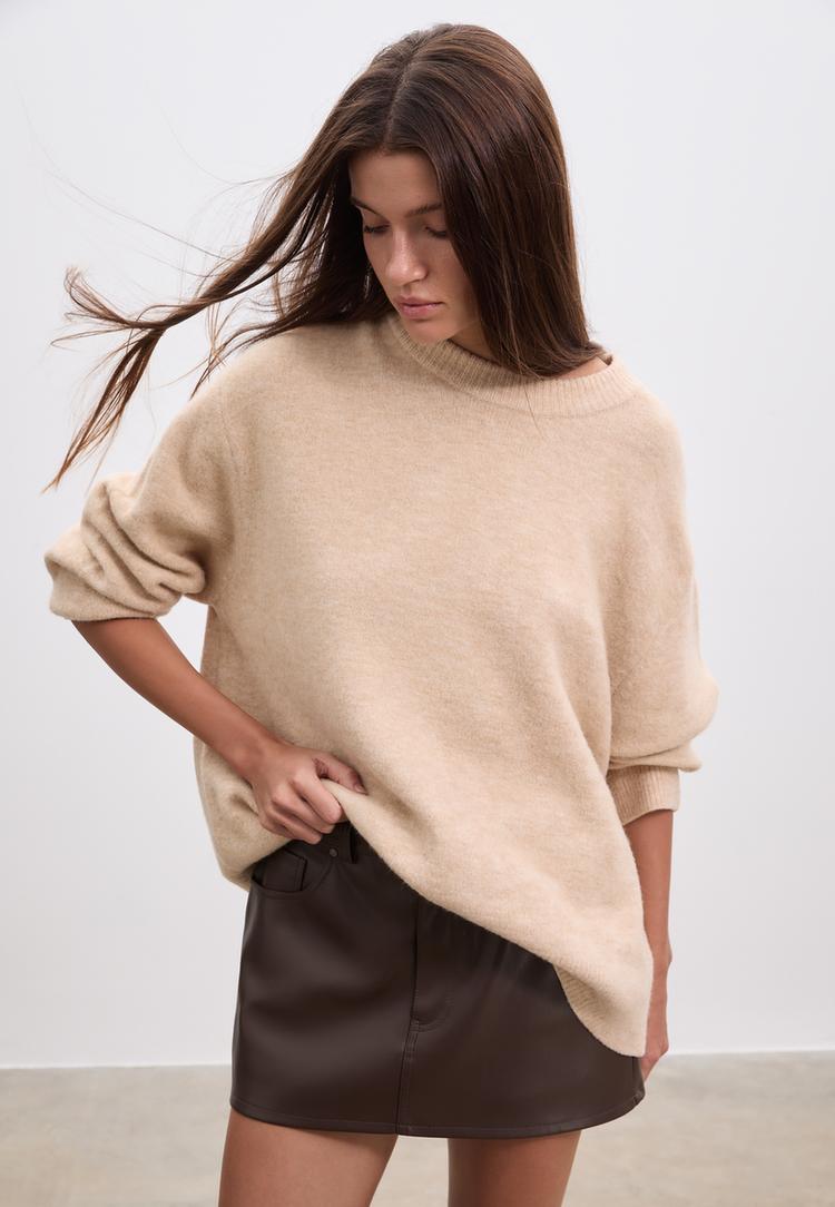 d62 mini rokbroek met leereffect