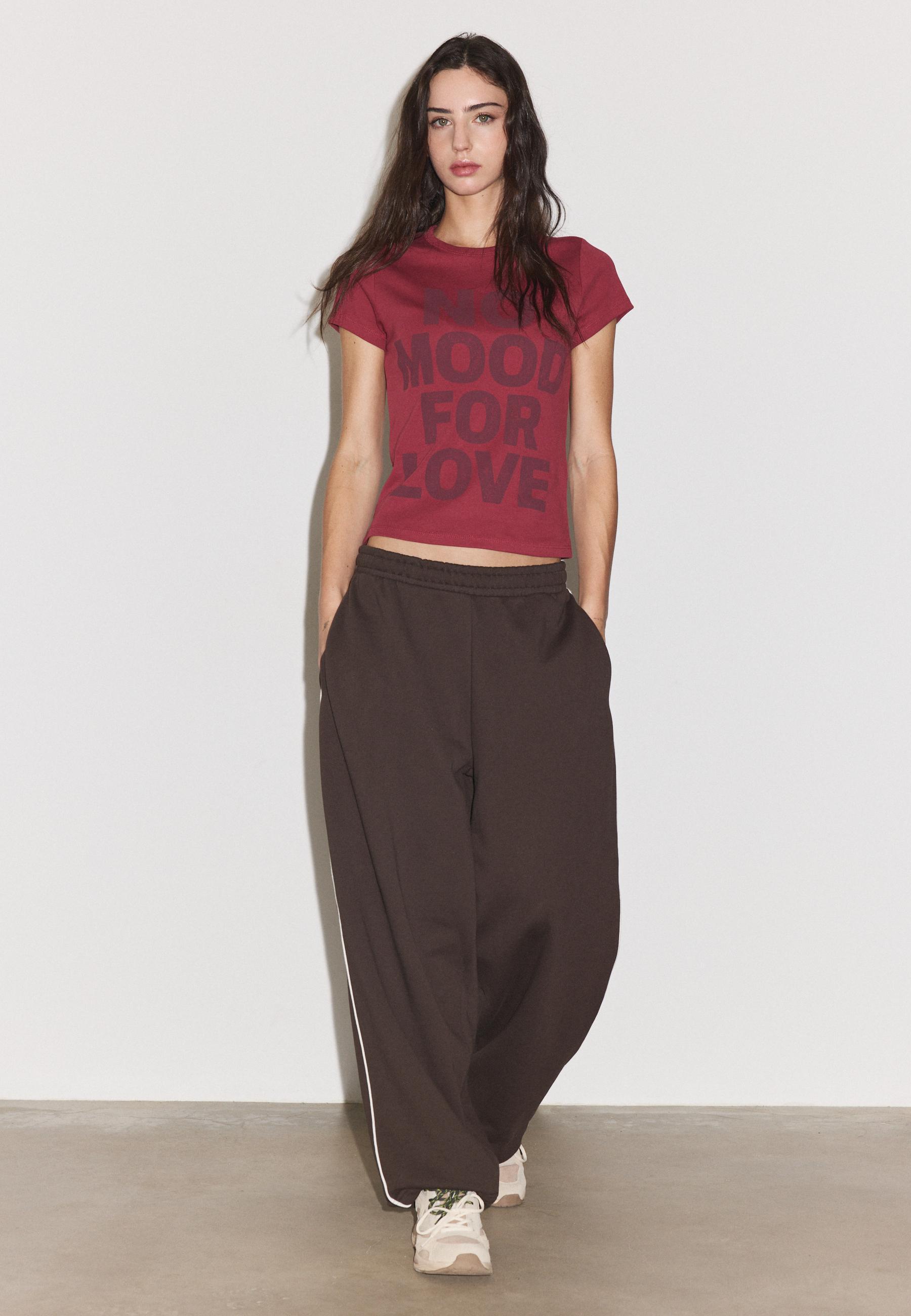 Printed short sleeve T-shirt — Dark red