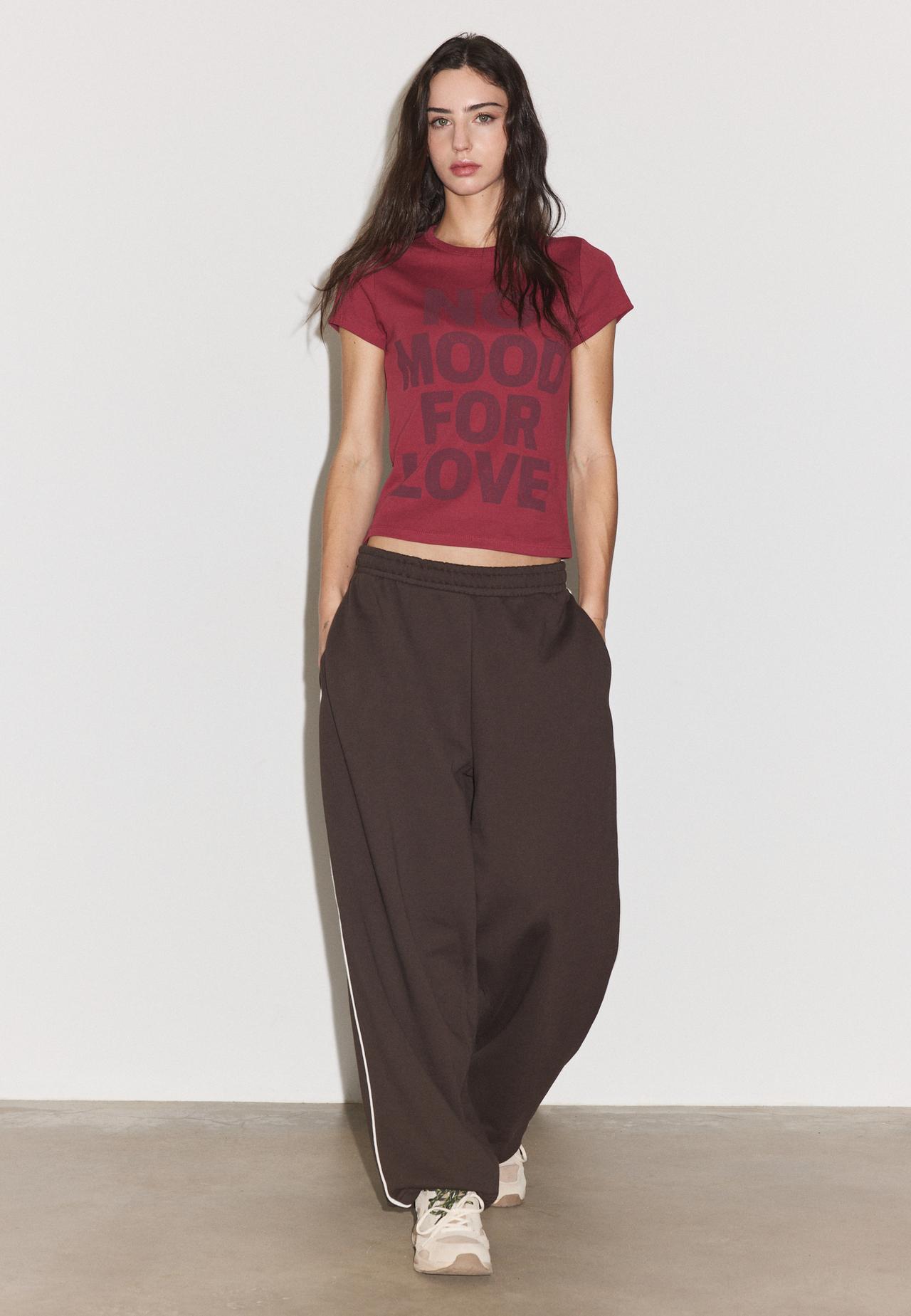 Printed short sleeve T-shirt — Dark red