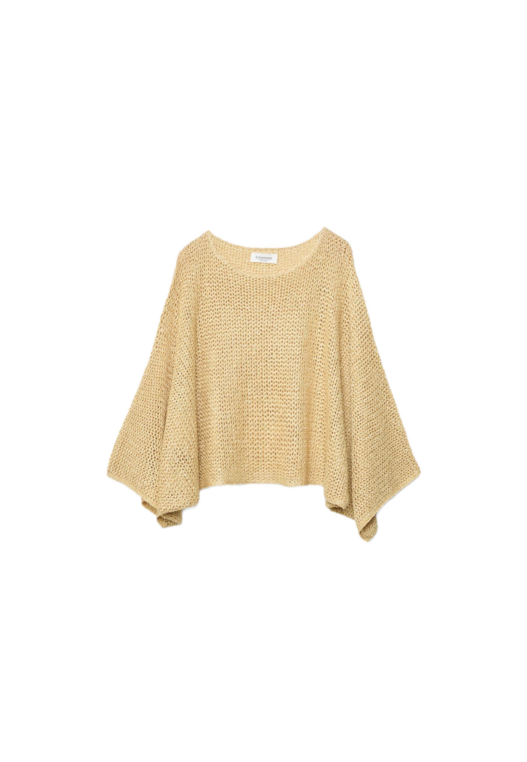 Shimmery knit cape — CORN YELLOW