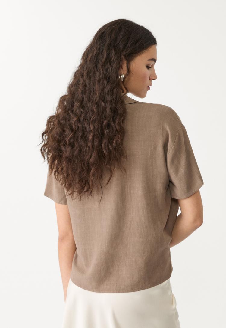 camicia maniche corte effetto lino