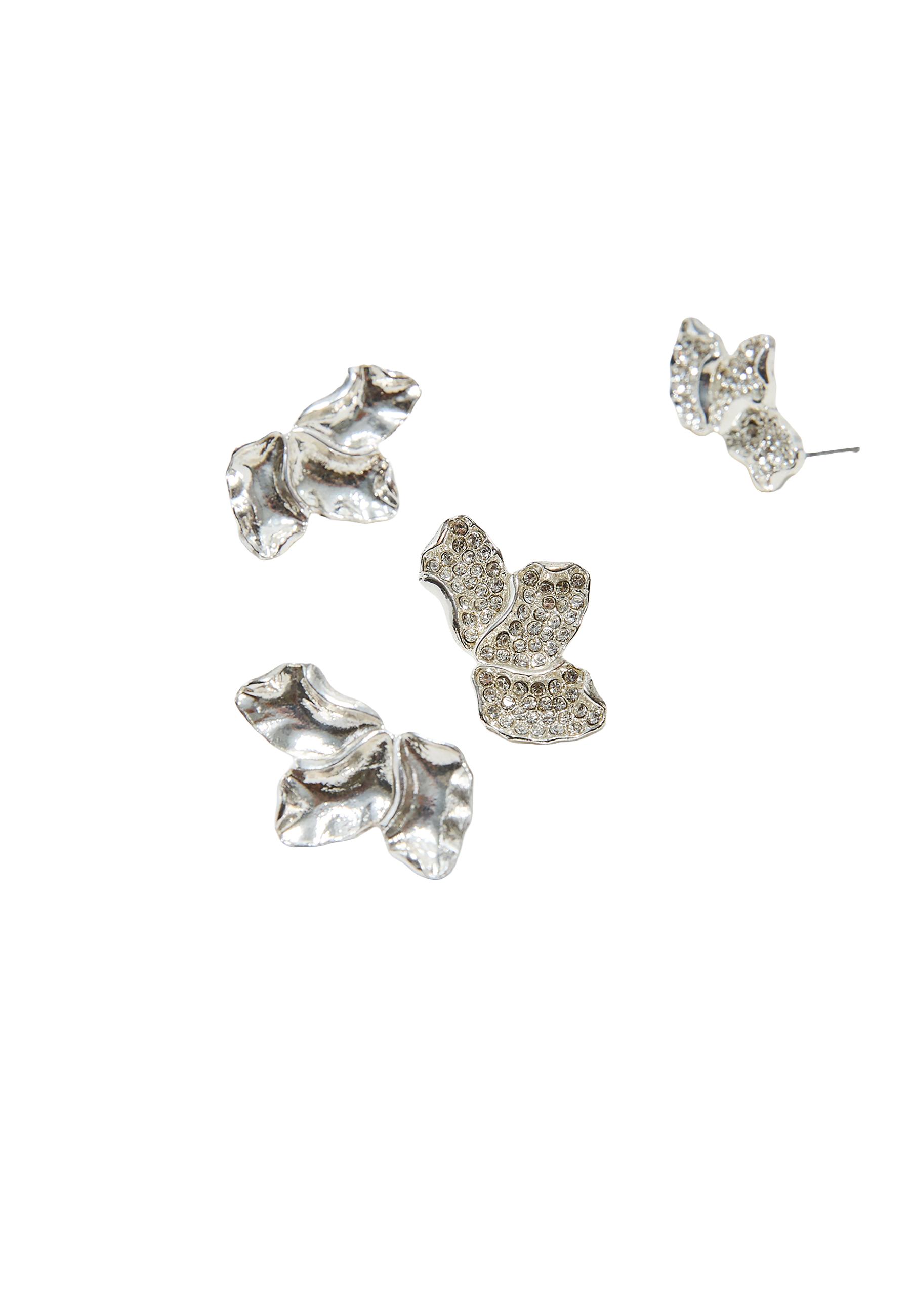 Set of 2 pairs of mini fan earrings — Grey