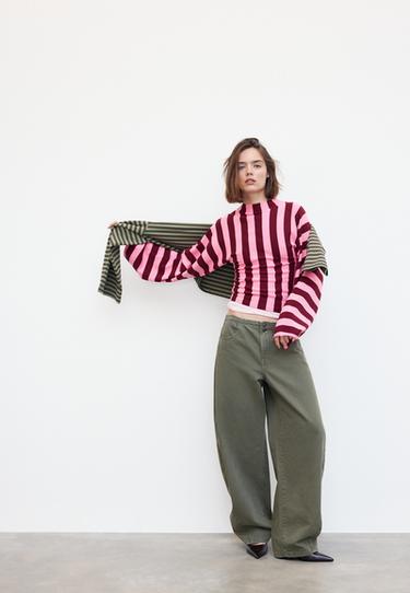Knit jumper with kimono sleeves and stand collar — Bubblegum pink 6