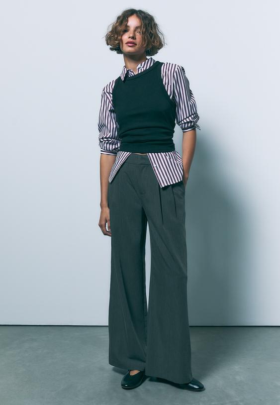 super wide leg adjustable trousers