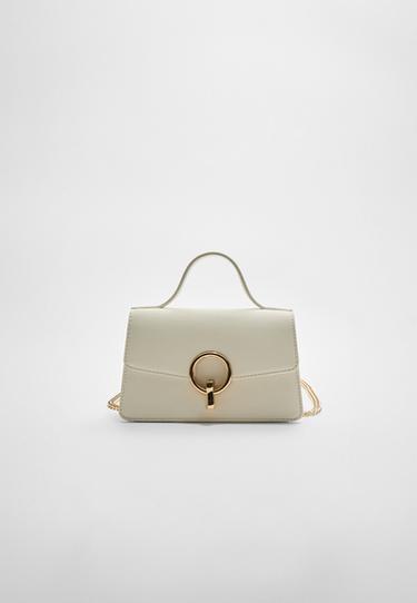 Round-clasp crossbody bag — White 1