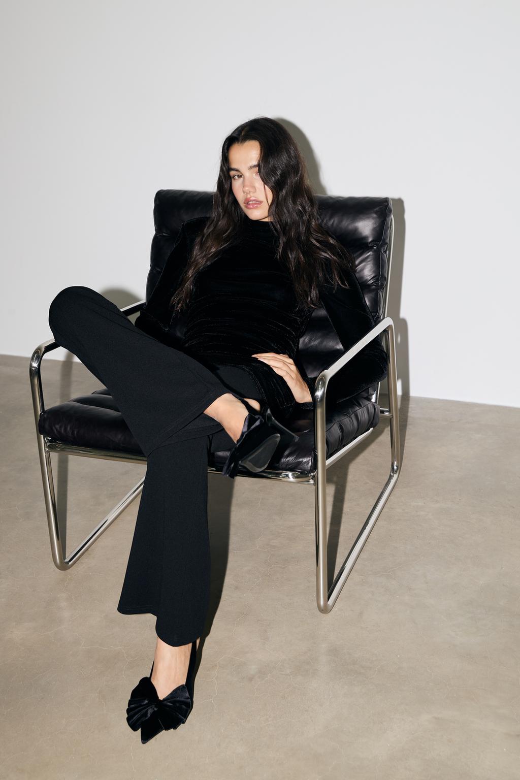 Velvet-effect slingback heels