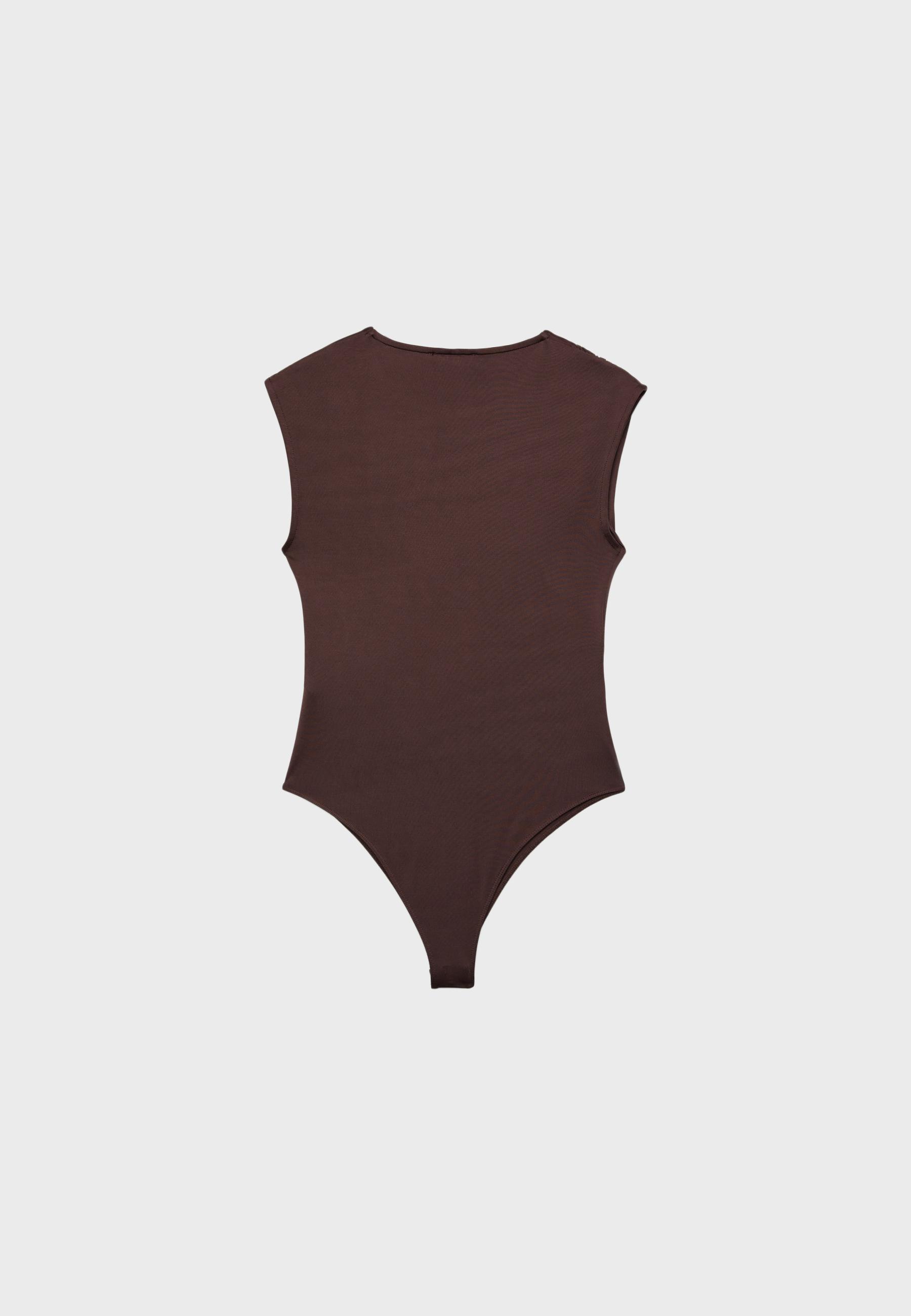 Gathered bodysuit — Brown