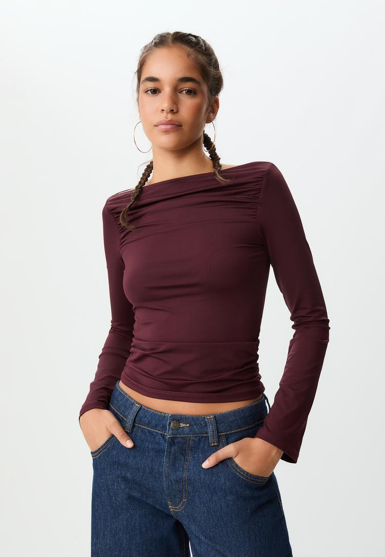 camiseta manga larga frunce