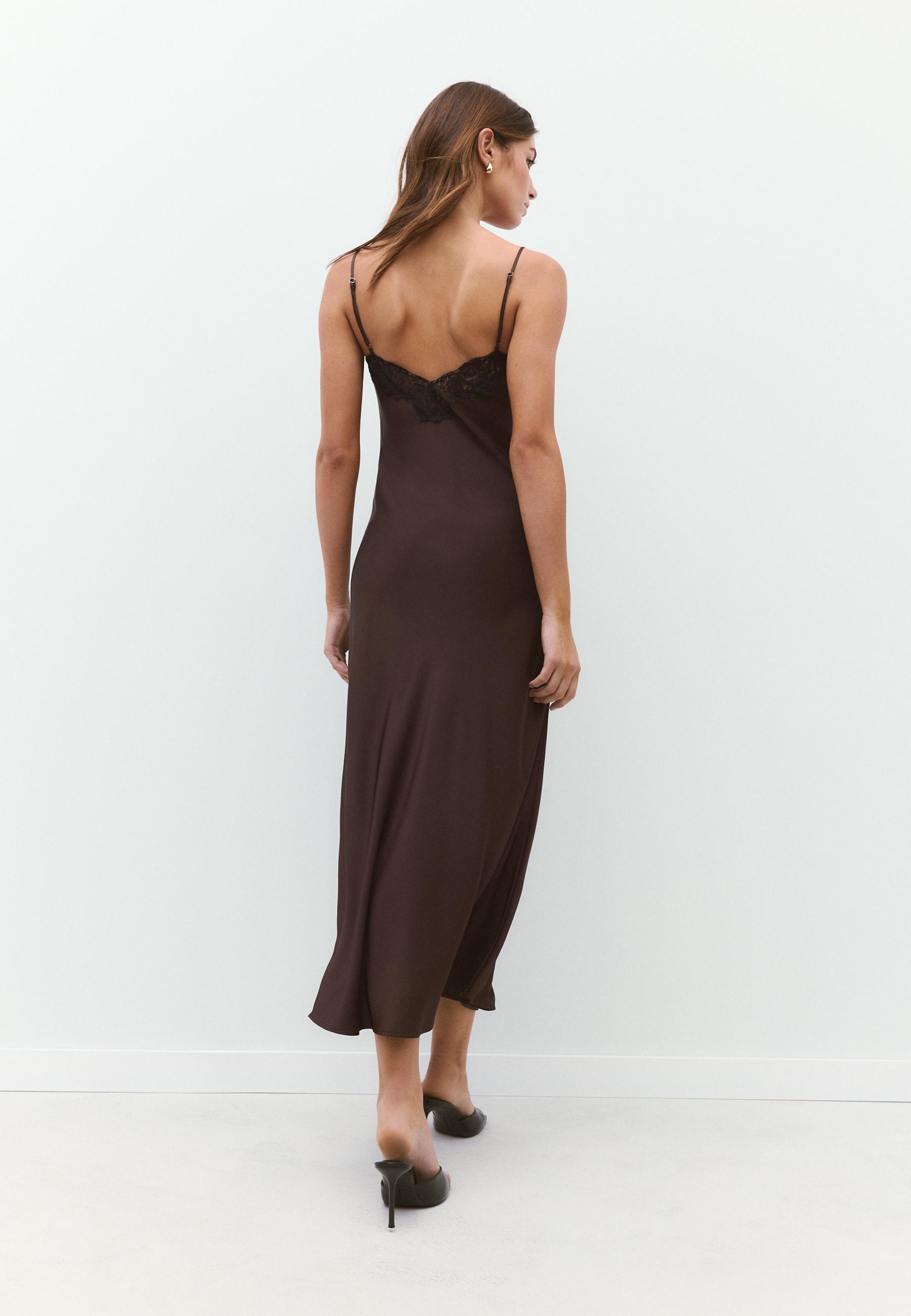Satin camisole dress — Brown