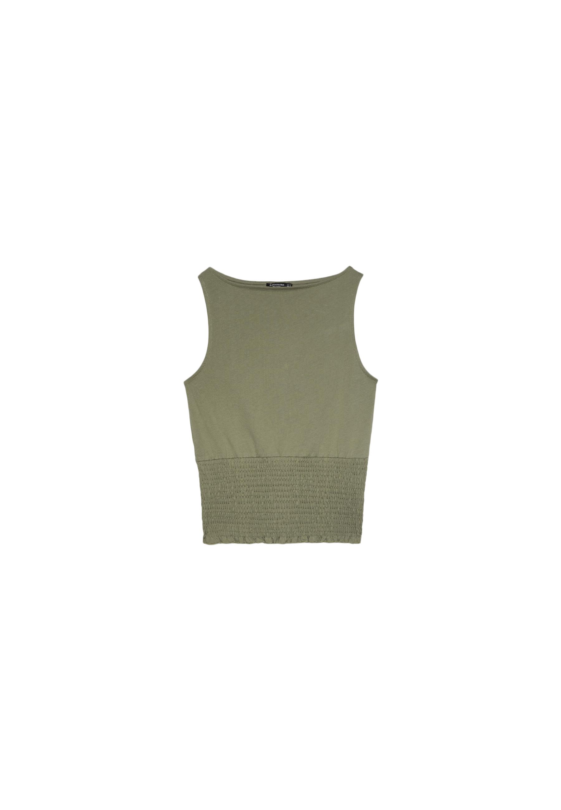 Elasticated T-shirt — Olive green