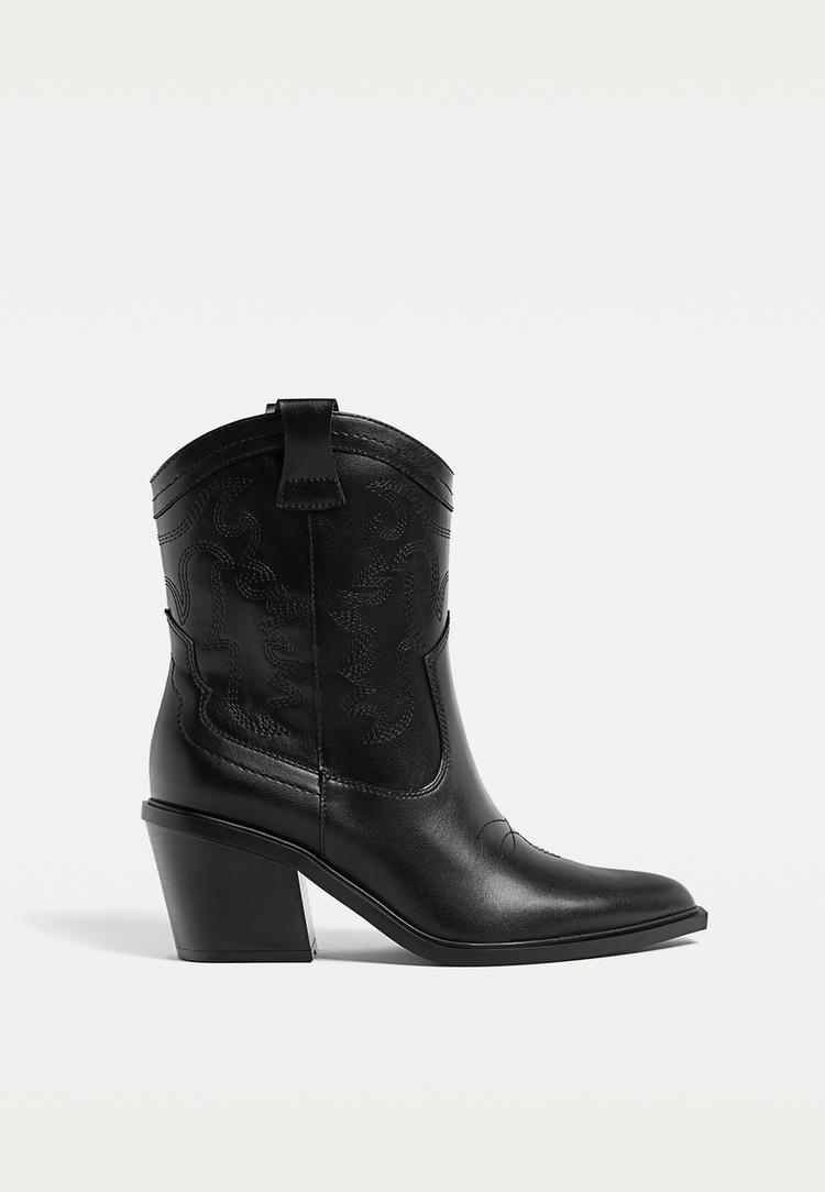 heeled cowboy ankle boots