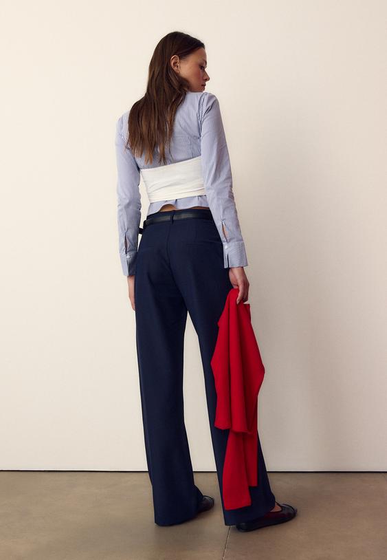 pantalon fluido recto vestir cinturon