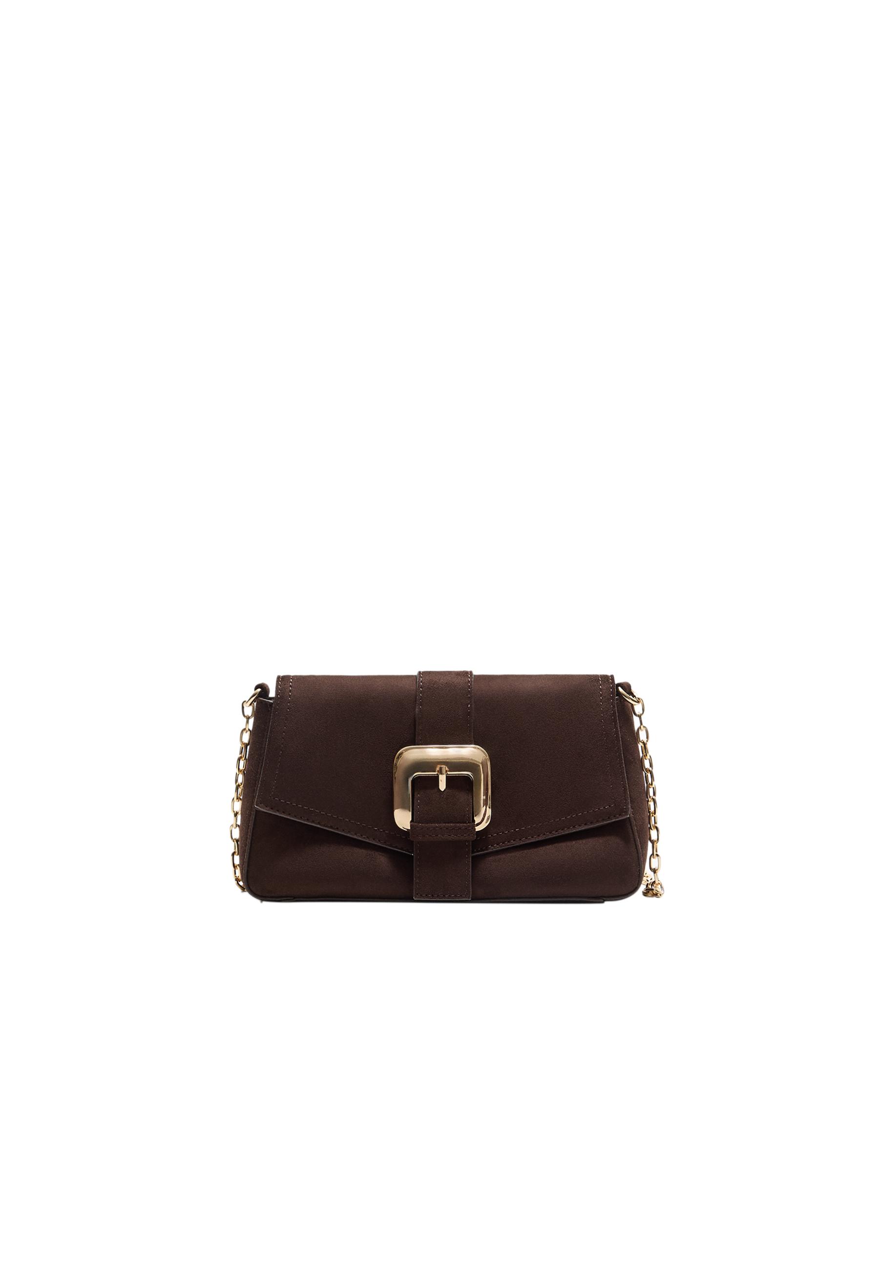 Crossbody bag with irregular buckle — Brown