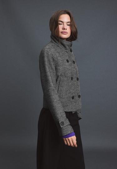 High neck wool-blend jacket — Dark grey 6