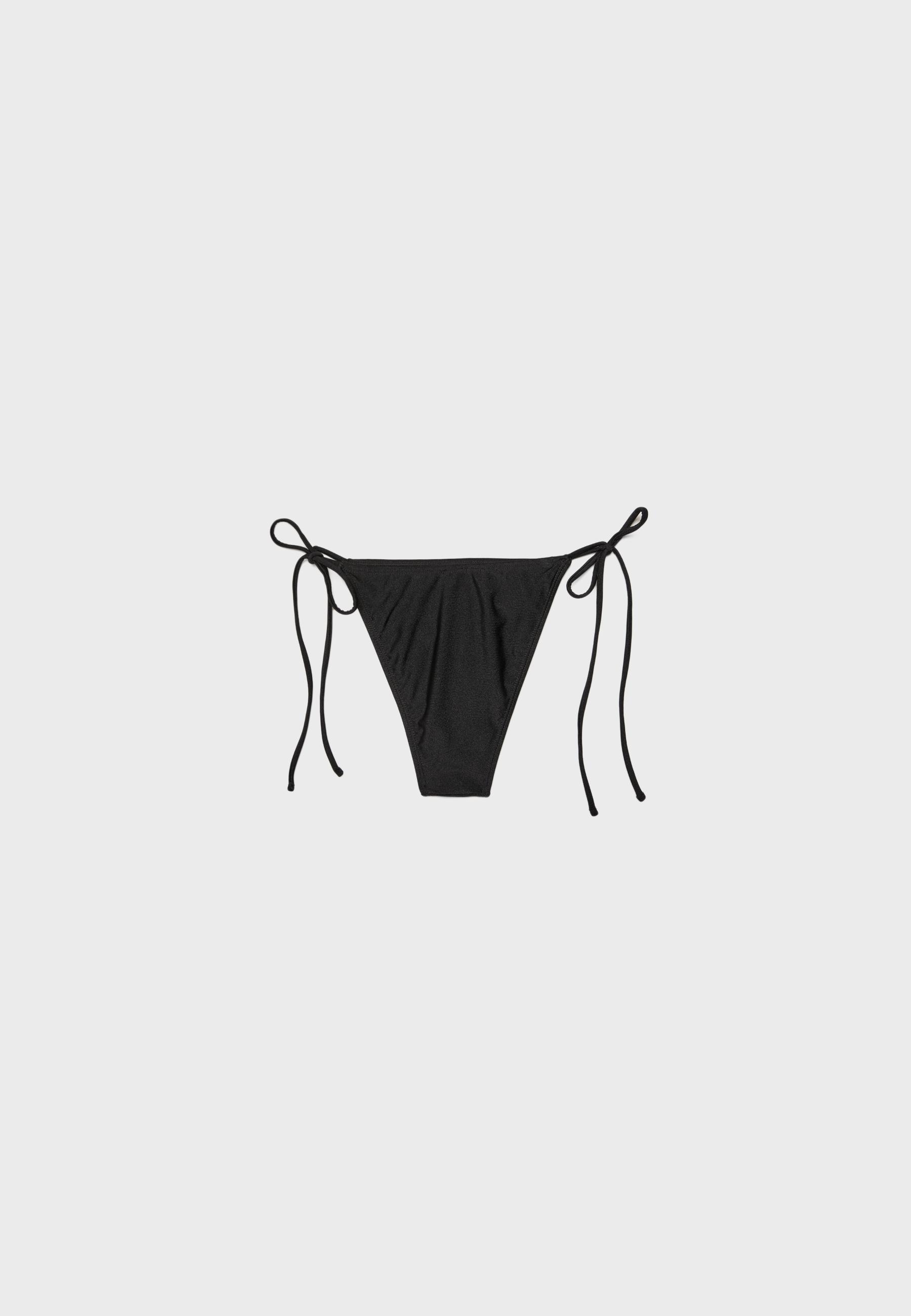 Embroidered flower Brazilian bikini briefs — Black
