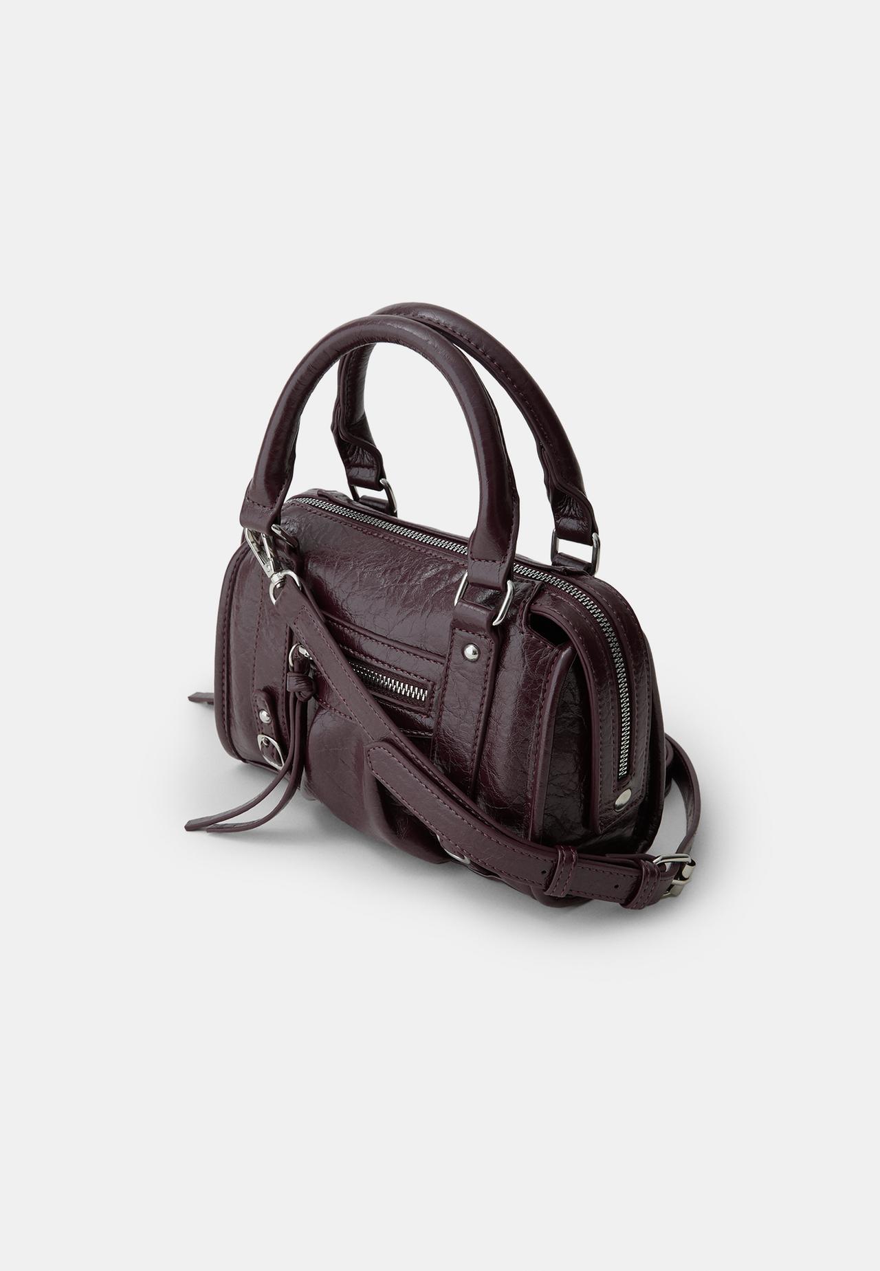 Zipped bowling crossbody bag — Burgundy