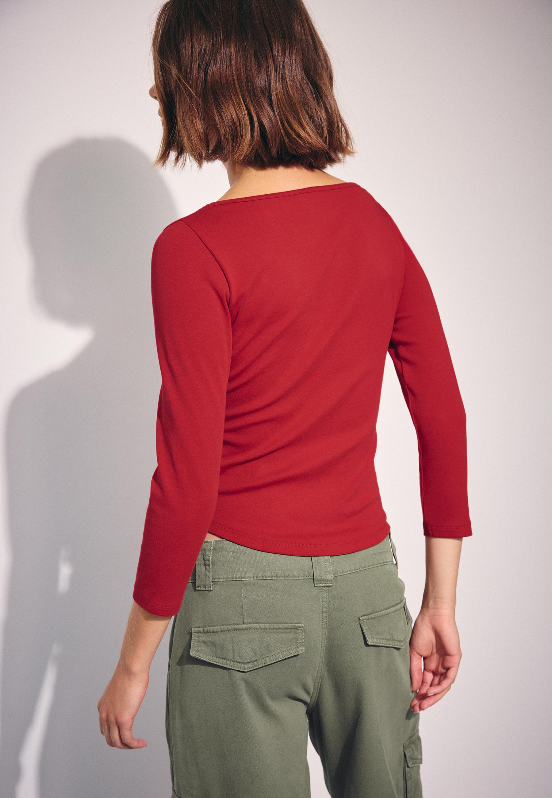 Boat neck basic T-shirt — Red