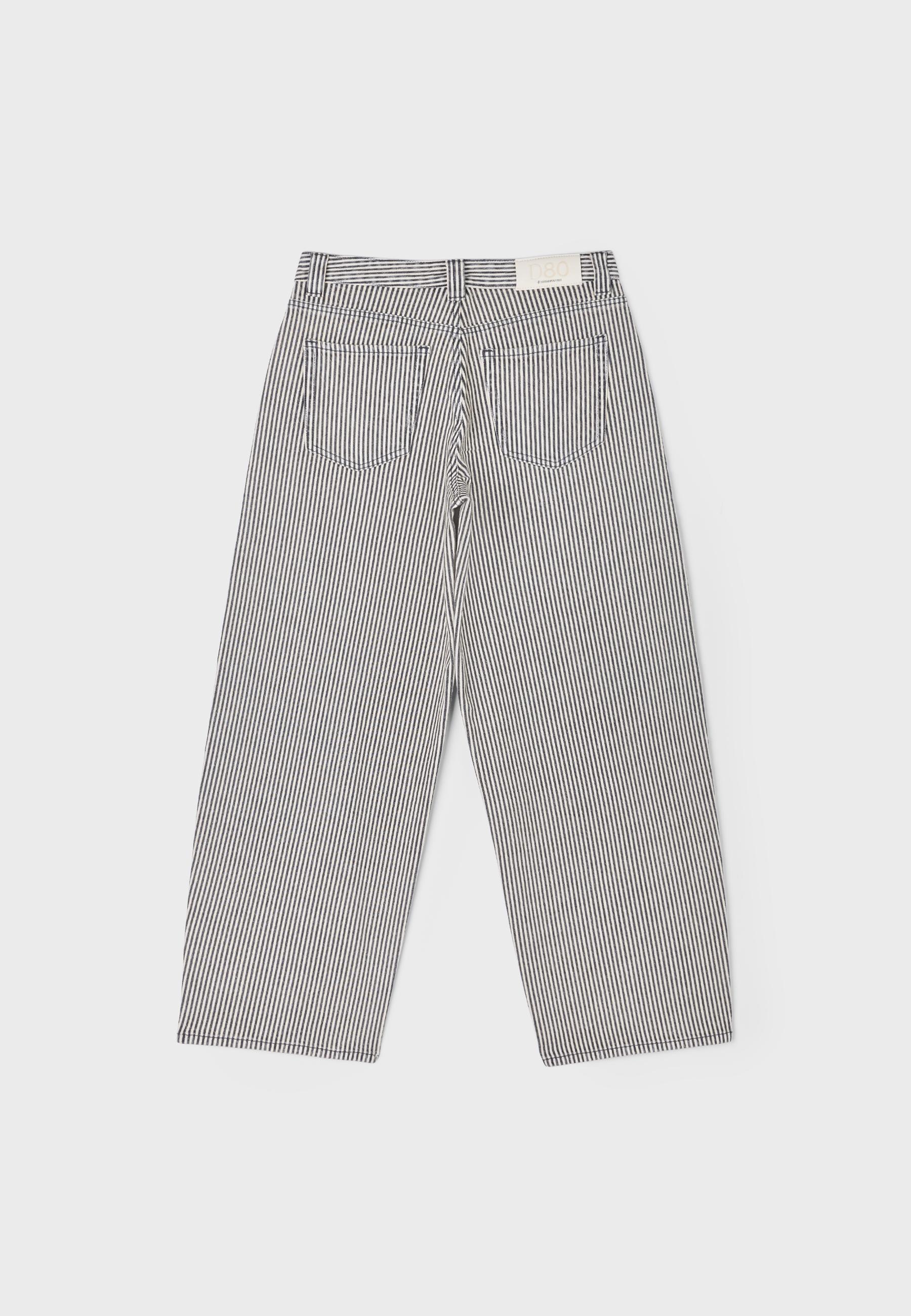 D80 striped barrel-leg jeans — Dark grey