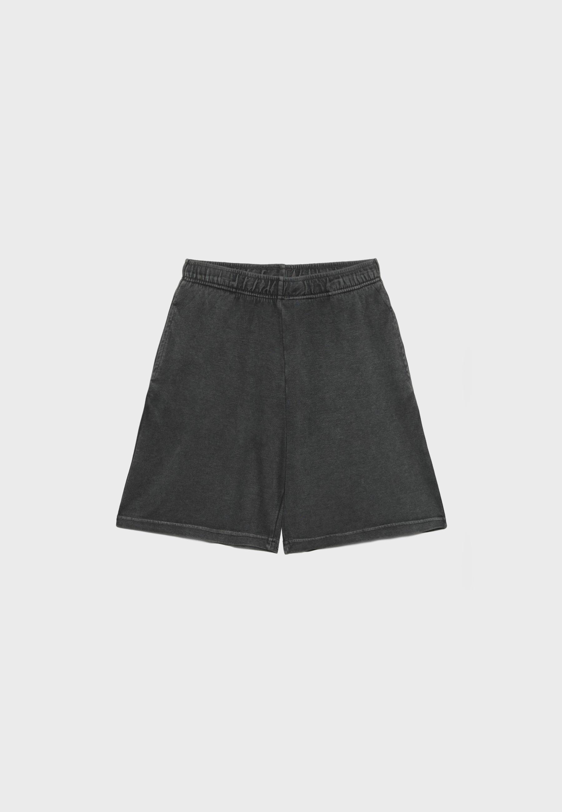 Acid wash fleece Bermuda shorts — Dark grey