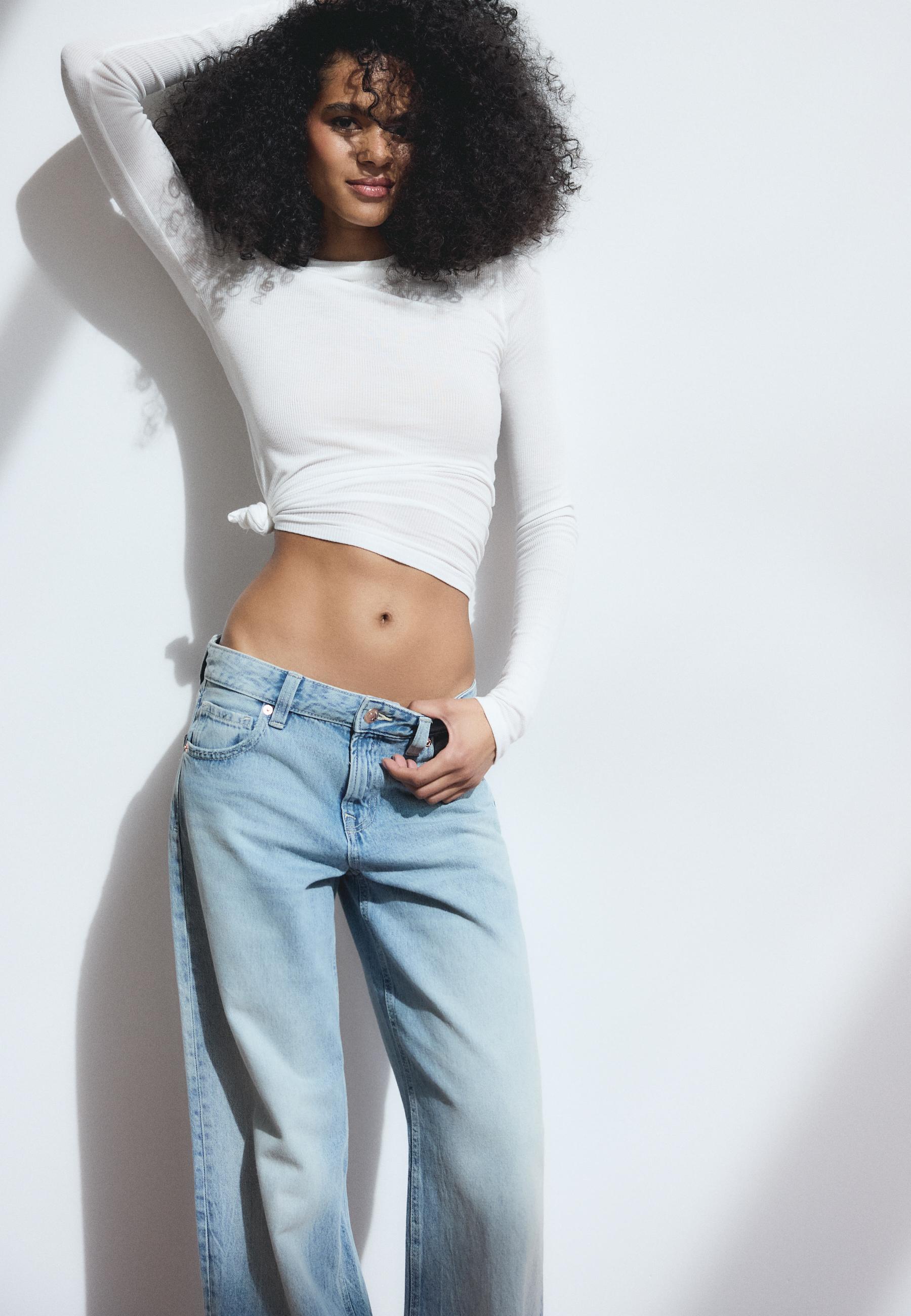 Low-rise wide-leg jeans with star detail — OVERDYED BLUE DENIM