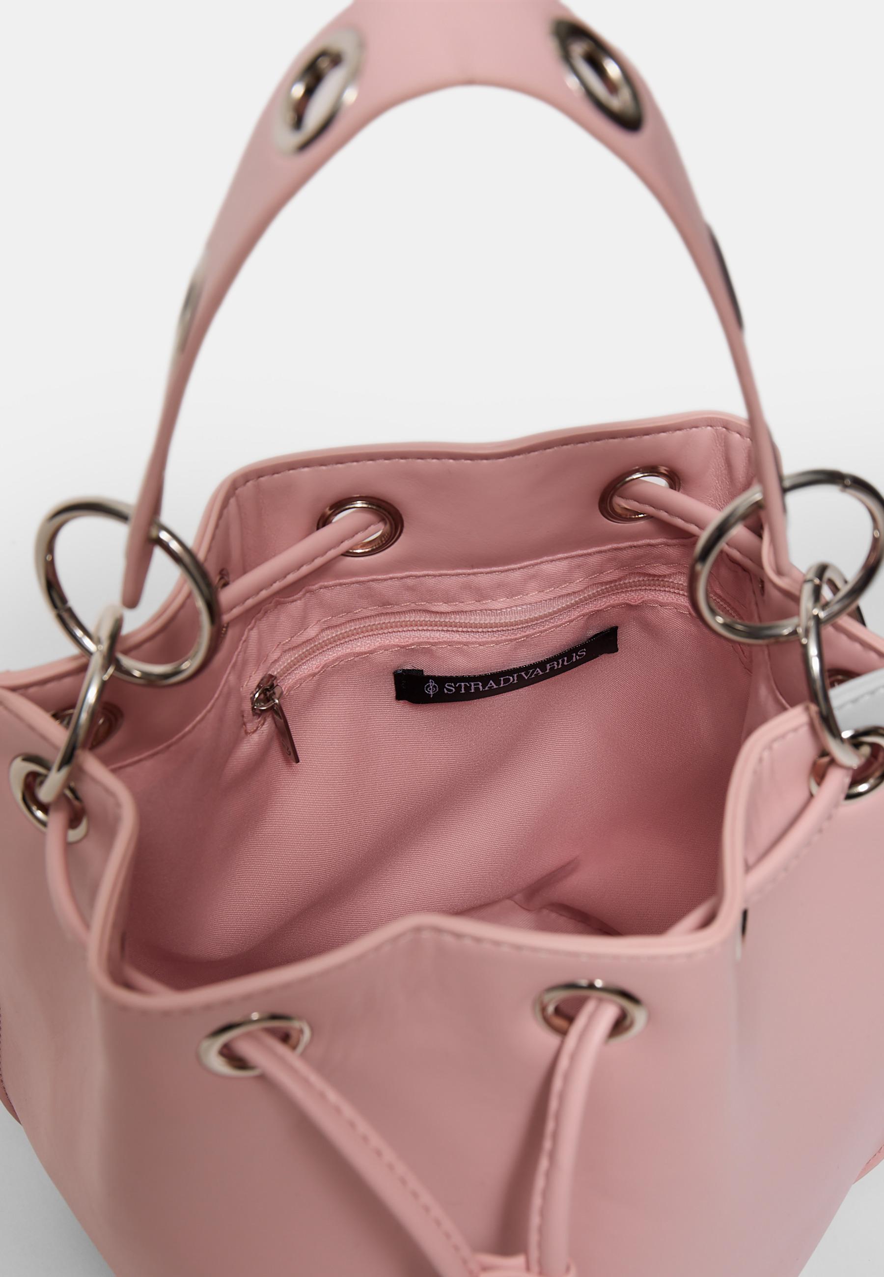 Rigid eyelet bucket bag — Pastel pink