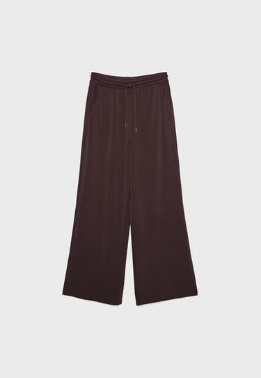 Yumuşak dokulu palazzo jogger pantolon - Görsel 14