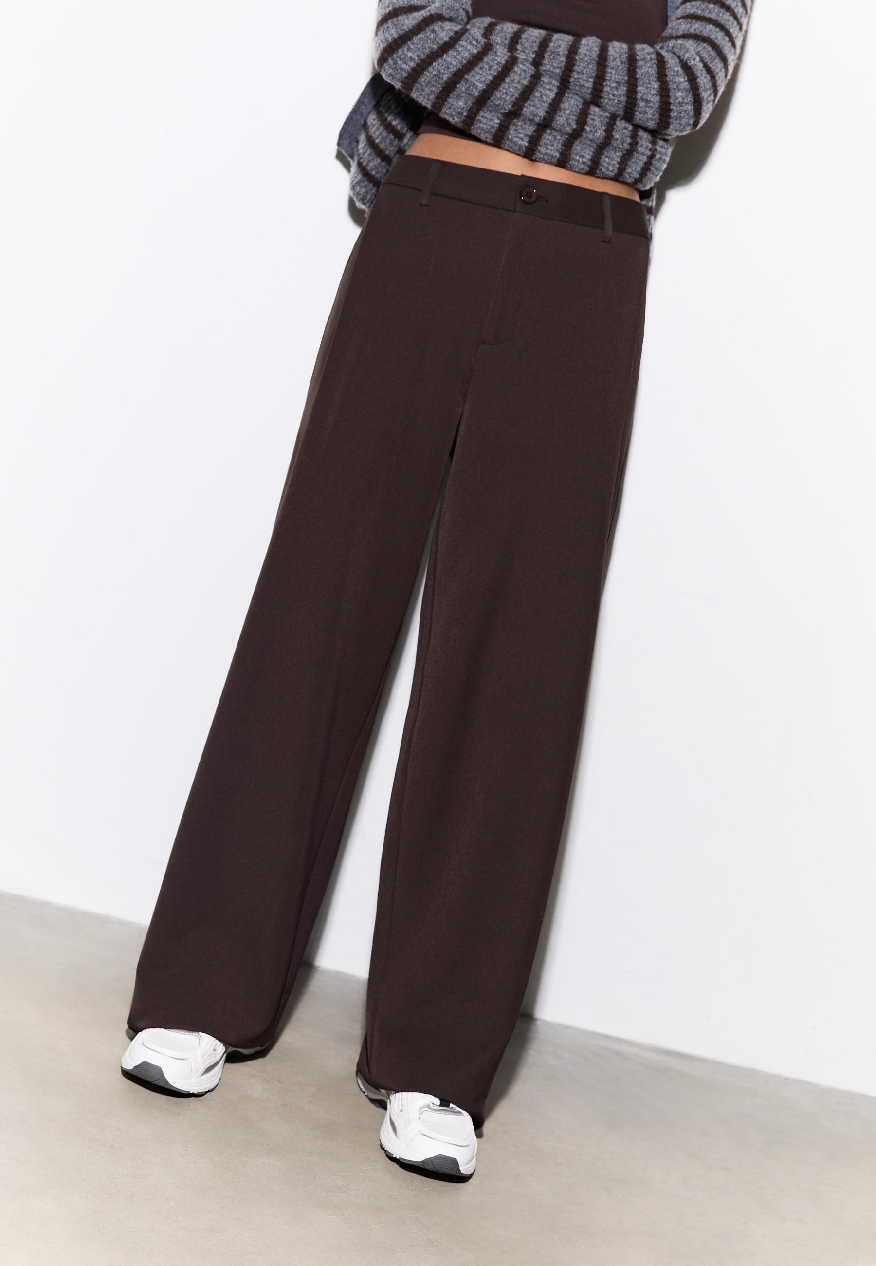 Barrel smart trousers with darts — Brown