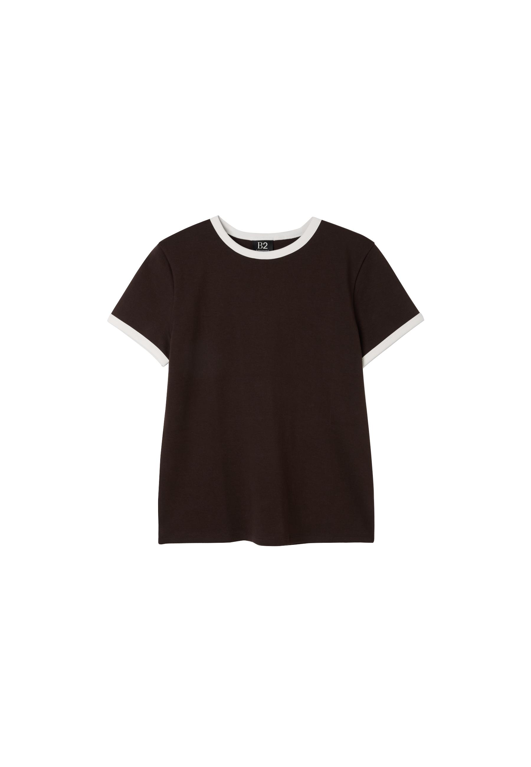 B02 Soft-touch regular basic T-shirt — Brown