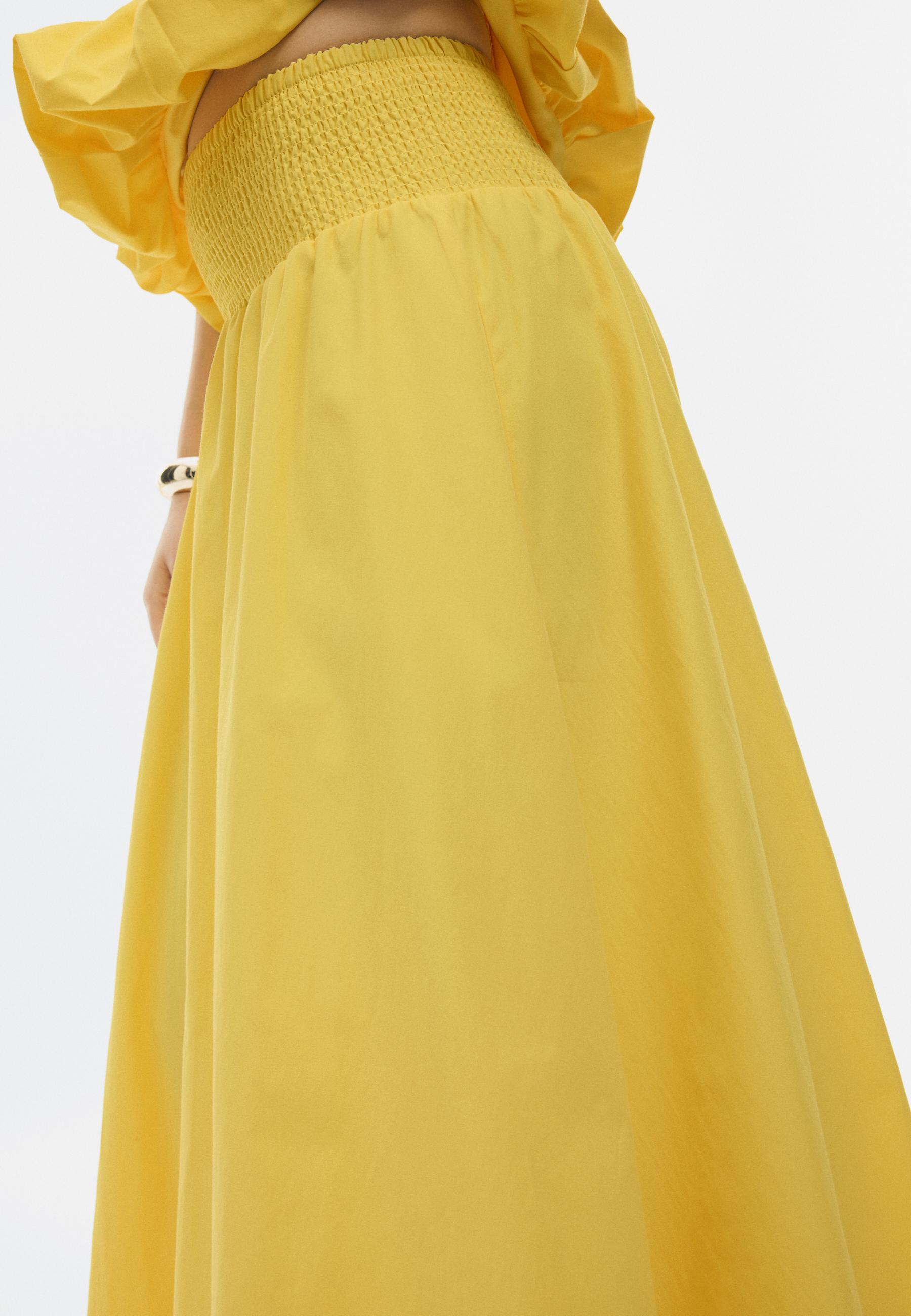Poplin balloon long skirt — Gold