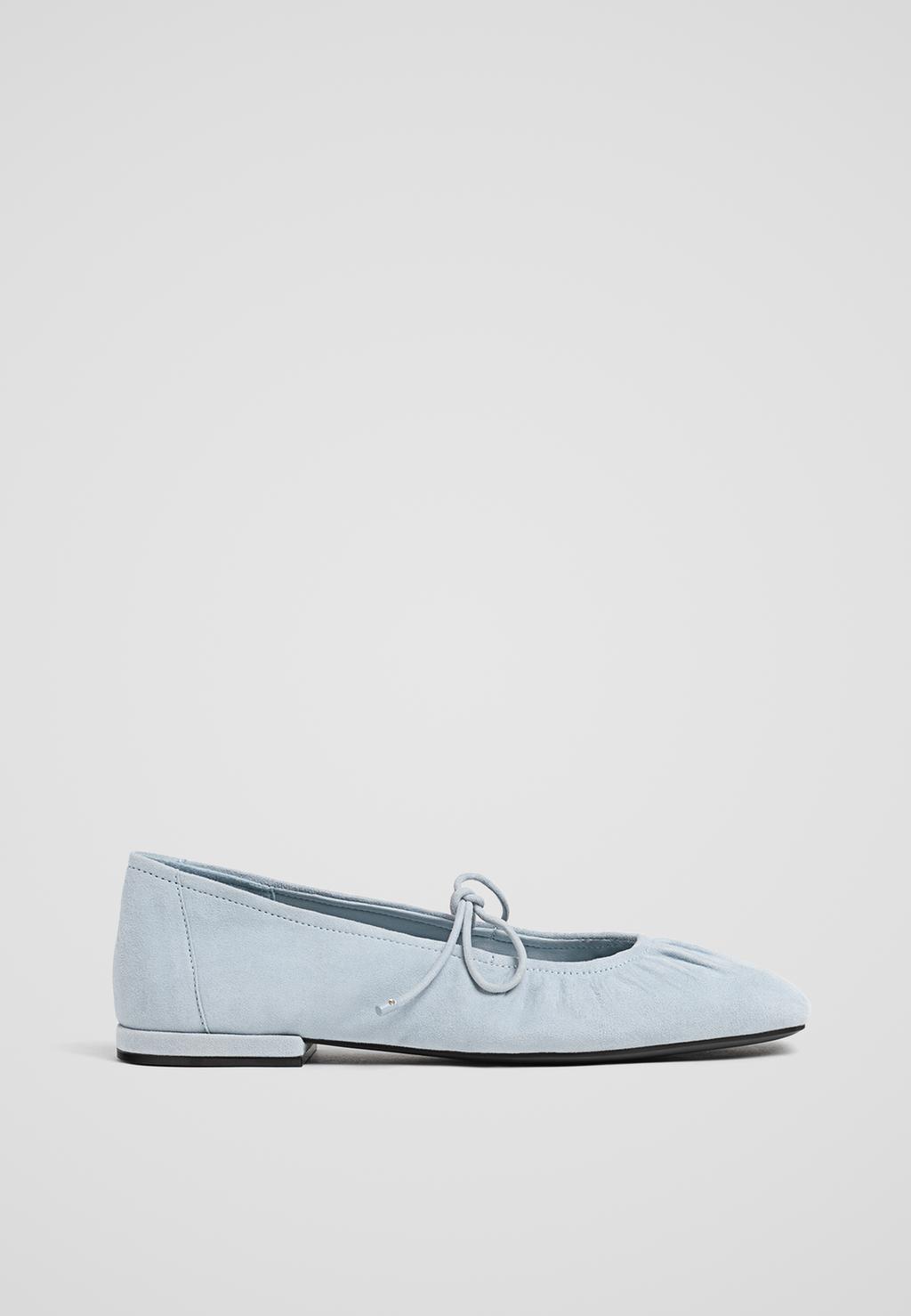 Pleated leather ballet flats