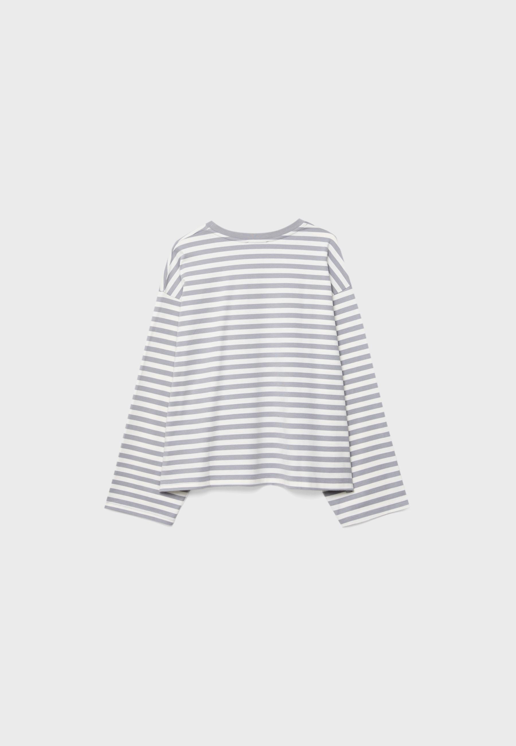 Striped long sleeve T-shirt — Grey melange