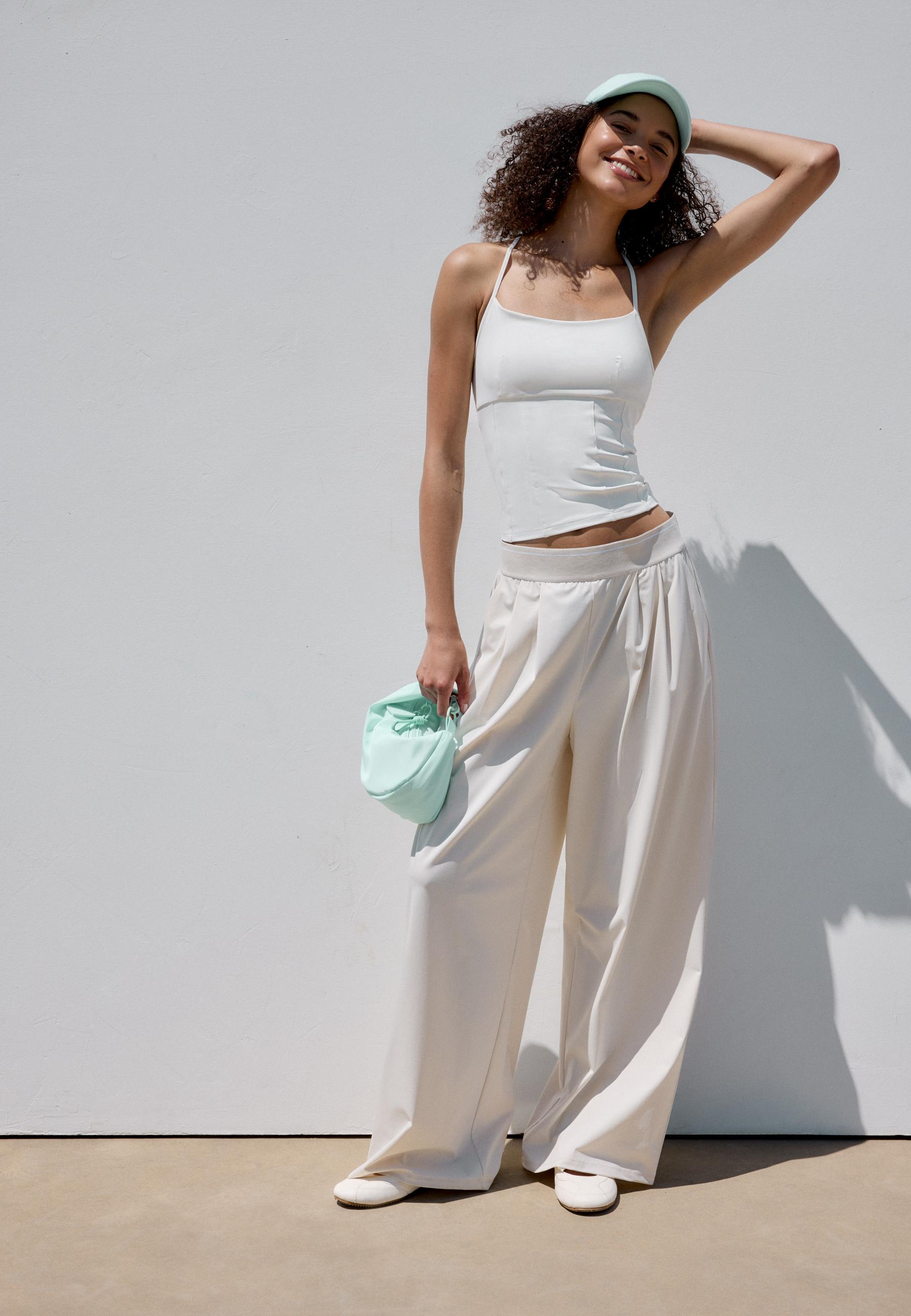 Elasticated waist palazzo joggers — Stone