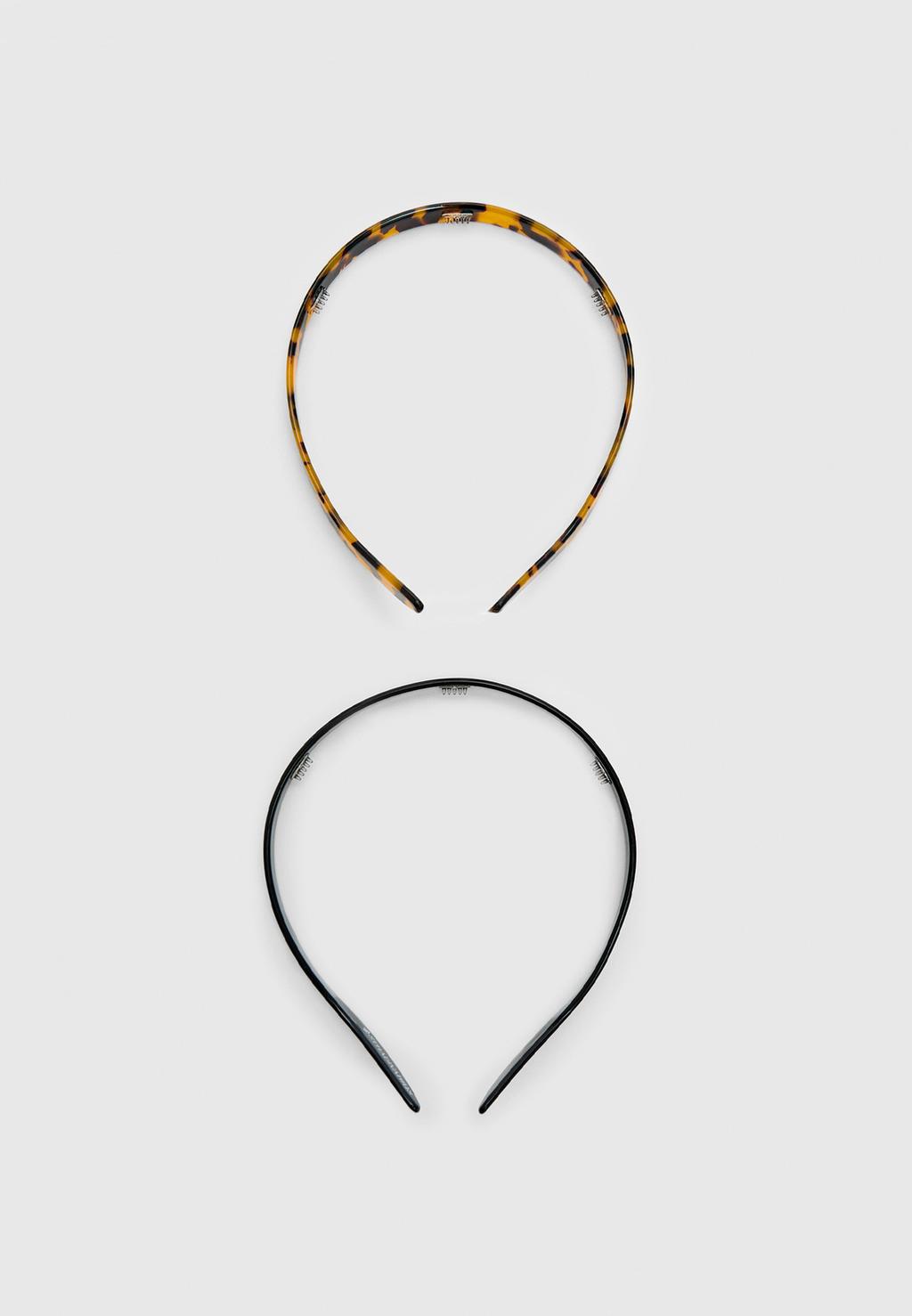 Set of 2 thin tortoiseshell-effect headbands