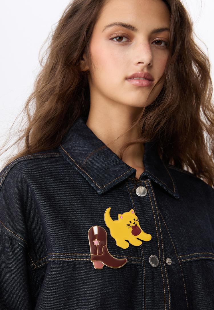 set 2 pins cowboy y gatito