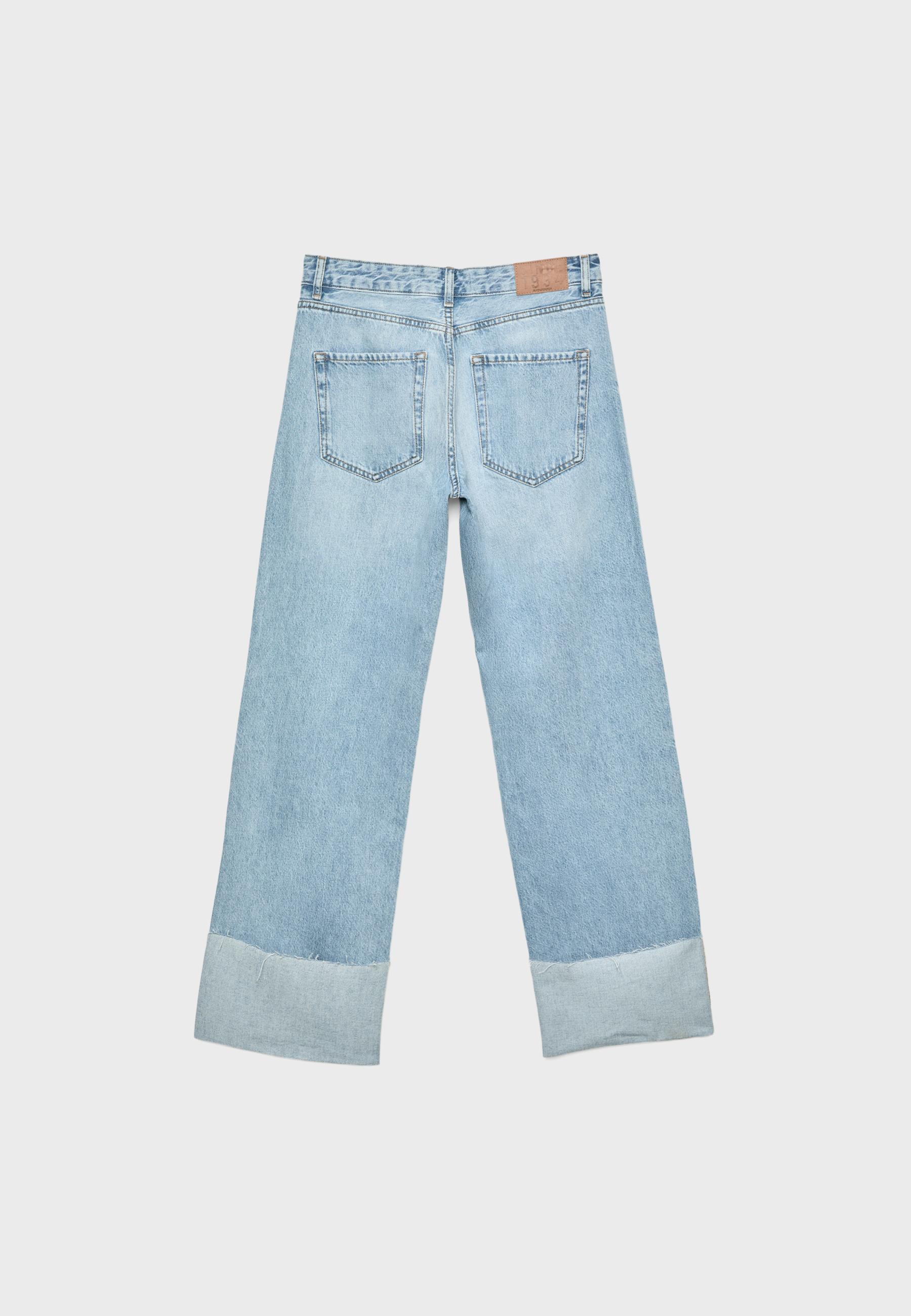 【U LAN】(UNISEX) Wave Slit Wide Denim Shop Women's Low Rise Jeans Online | Kpop & Korean Style