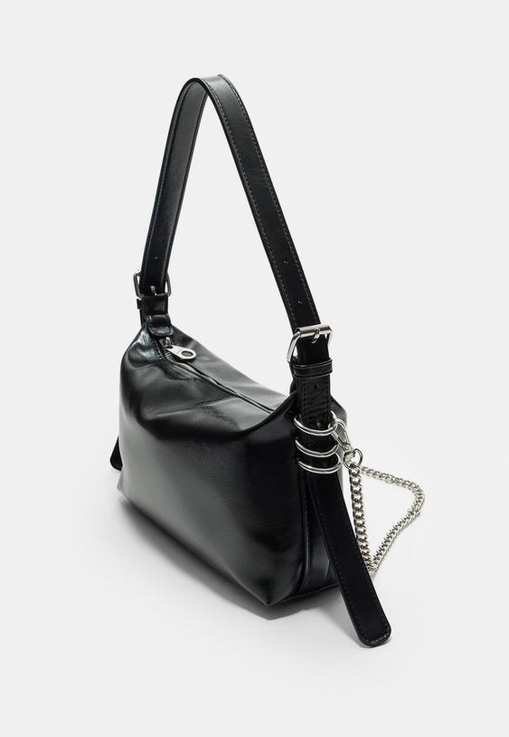 Stradivarius Geantă De Umăr Cu Detaliu Pe Mâner Negru Os