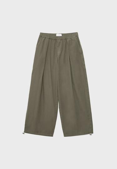 Poplin barrel trousers with stoppers — Khaki 7