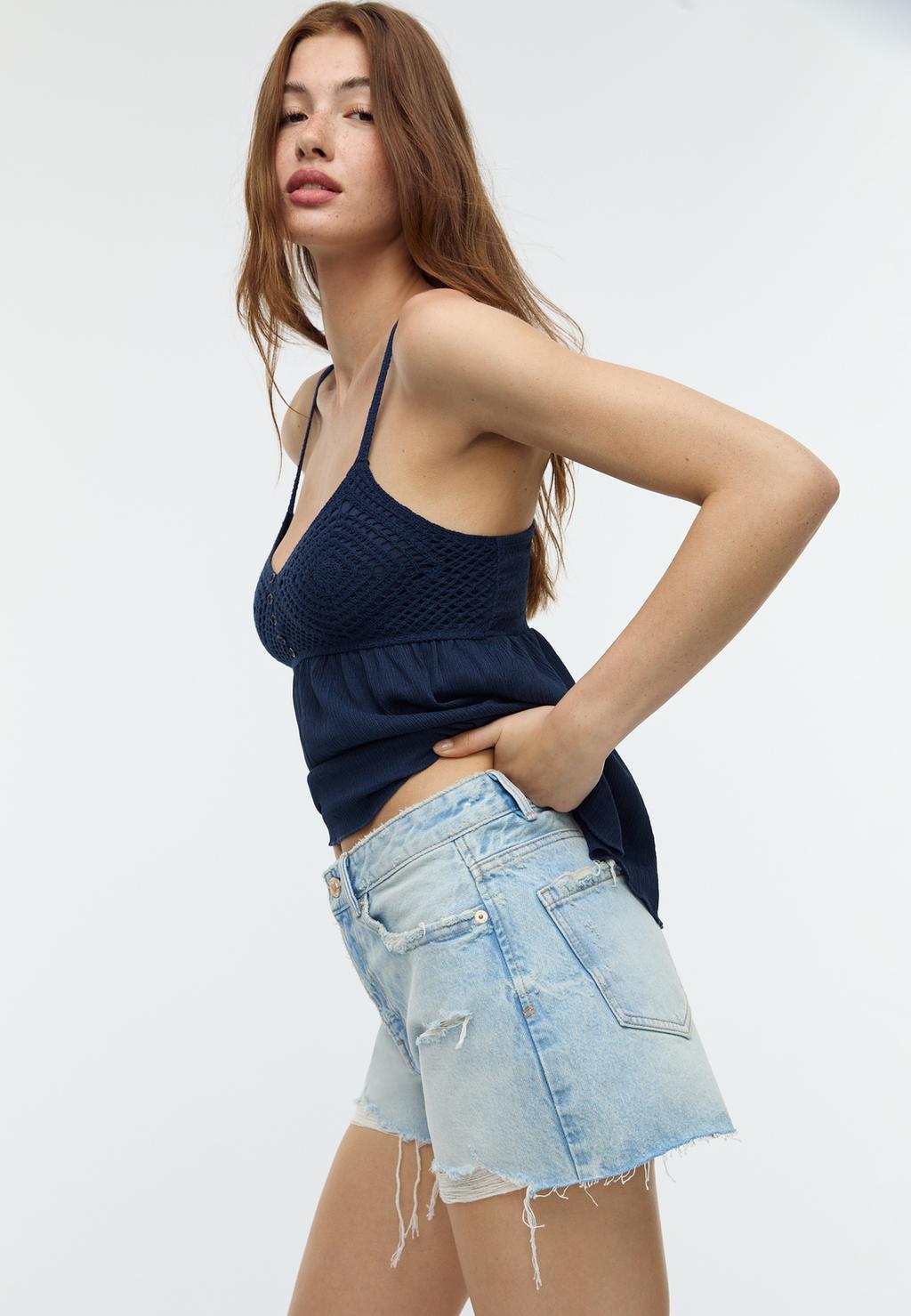 D75 Shorts aus Denim mit Rissen