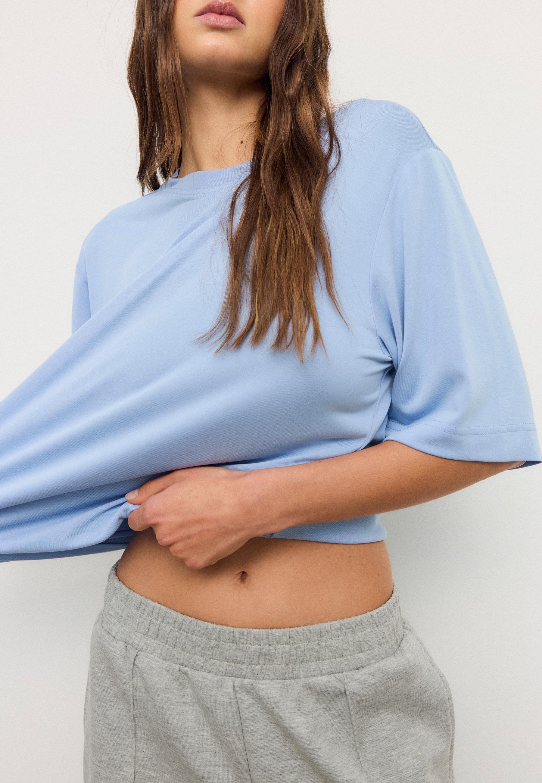 Soft-touch oversize turtleneck — Sky blue