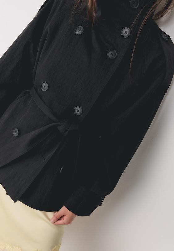 Stradivarius High-Neck Trench Coat Black M