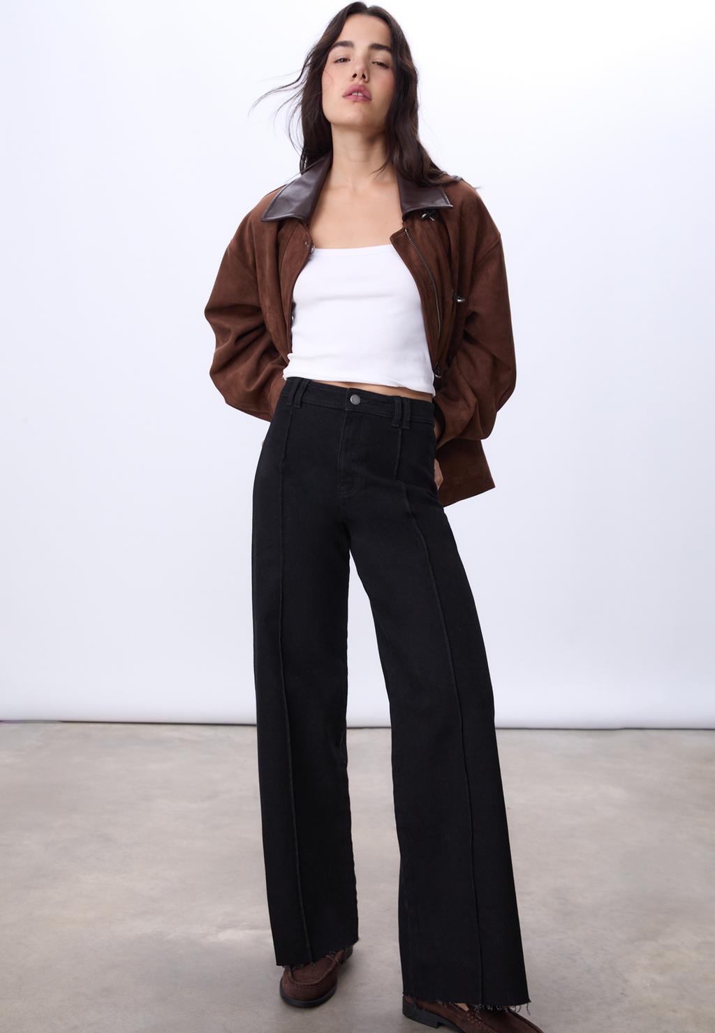 D63 Jeans wide leg coutures