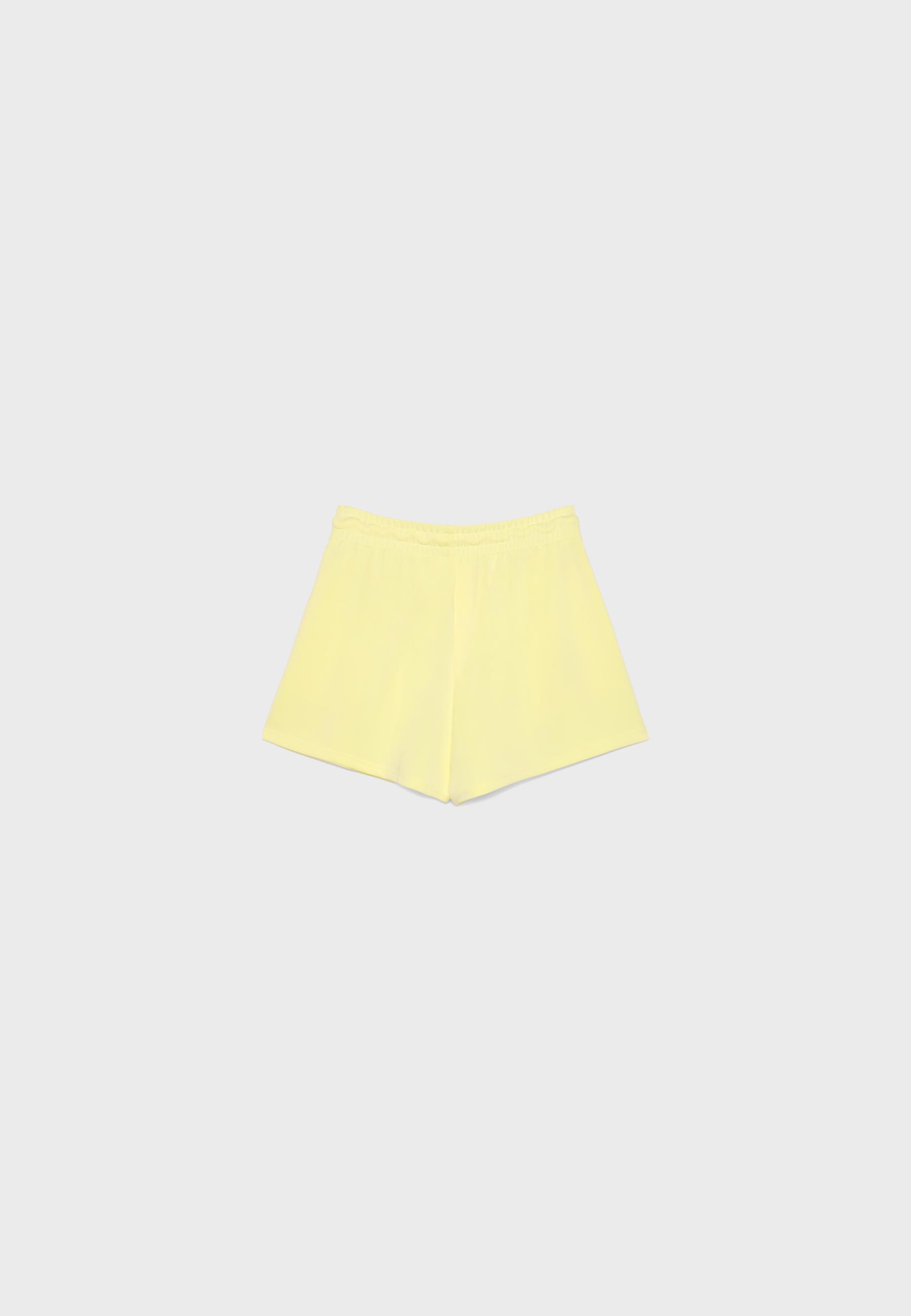 Soft-touch shorts with darts — Pastel yellow