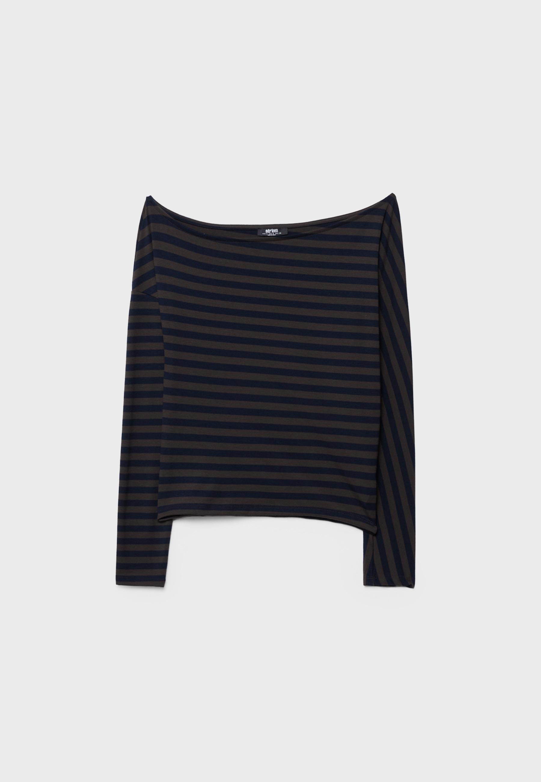 Asymmetric striped T-shirt — Navy blue