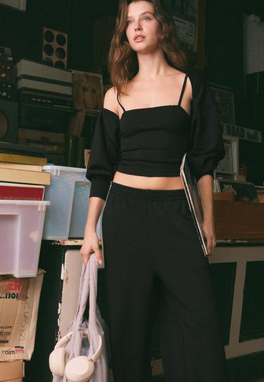 Cropped top and bolero jumper set — Black 6