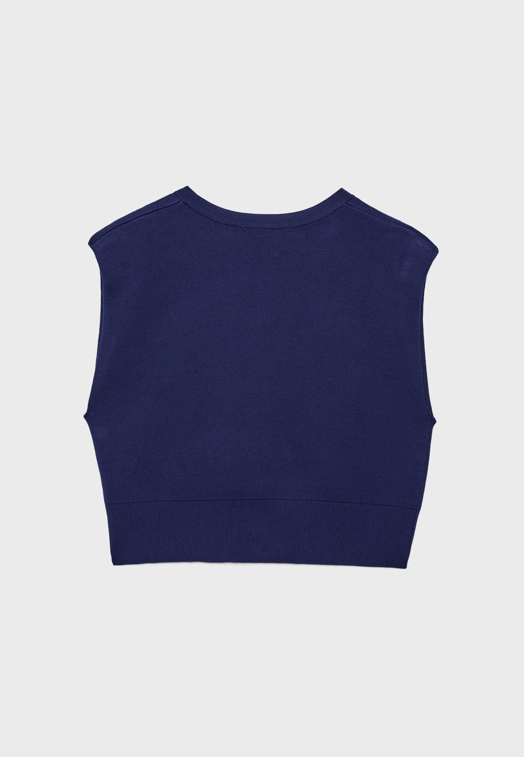Knit vest with padded shoulders — Electric blue